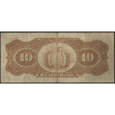 Bolivia, 10 Bolivianos ND1929 Serie D P114a