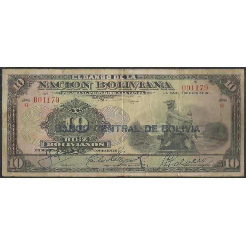 Bolivia, 10 Bolivianos ND1929 Serie G P114a
