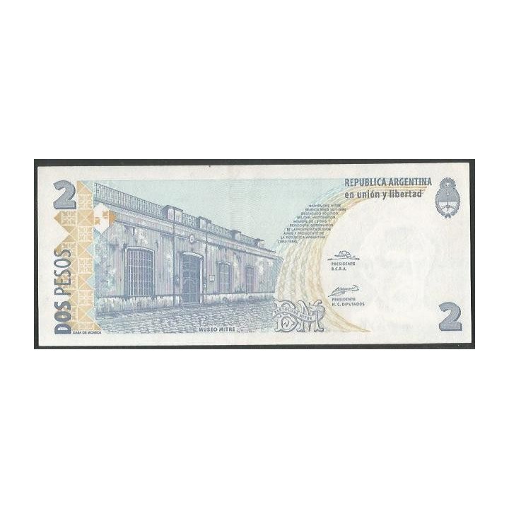 Argentina 2 Pesos ND2002 Serie E P352 reverso