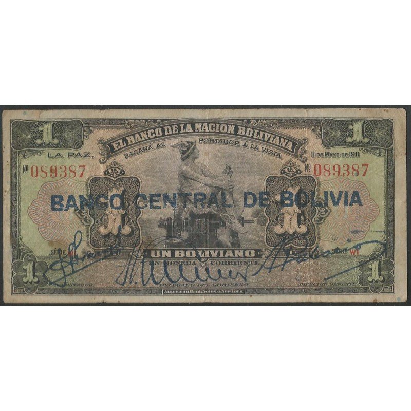 Bolivia, 1 Boliviano ND1929 Serie W1 P112