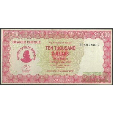 Zimbabwe, 10.000 Dollars 1 Dic 2003 P22e