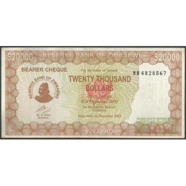 Zimbabwe, 20.000 Dollars 1 Dic 2003 P23f