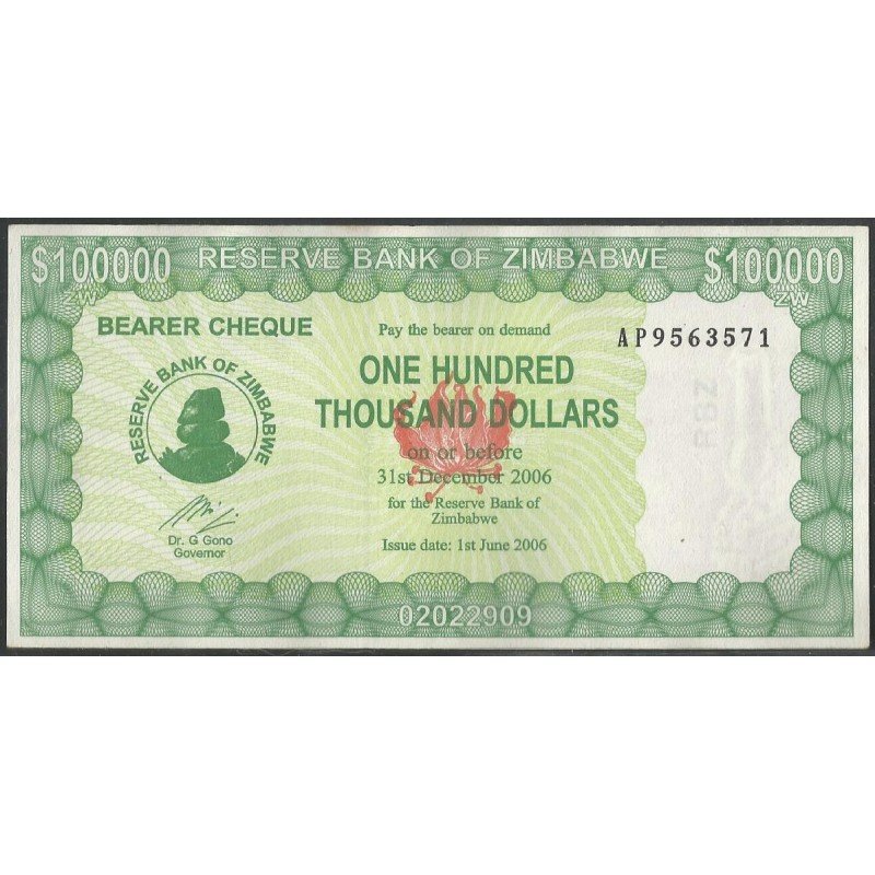 Zimbabwe, 100.000 Dollars 1 Jun 2006 P32