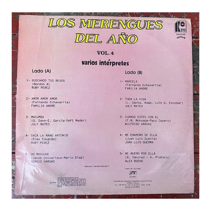 Los merengues del año vol 4 - Colombia 1987 reverso