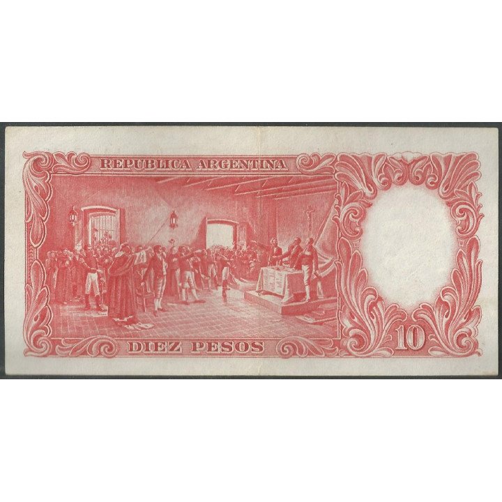 Argentina 10 Pesos ND1954-63 Serie G P270c reverso