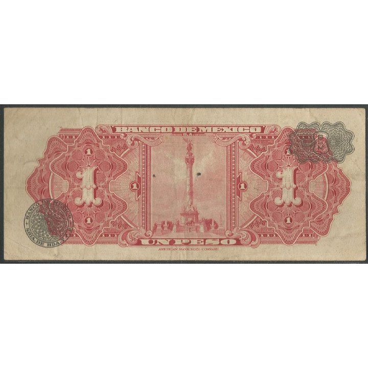 Mexico 1 Peso 19 Jun 1957 Serie GF P59a reverso