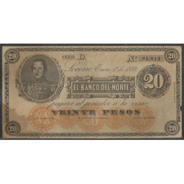 Banco Del Norte 20 Pesos 1 Ene 1982 Ps684