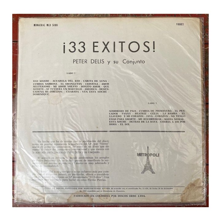 33 Exitos de Peter Delis - Colombia reverso