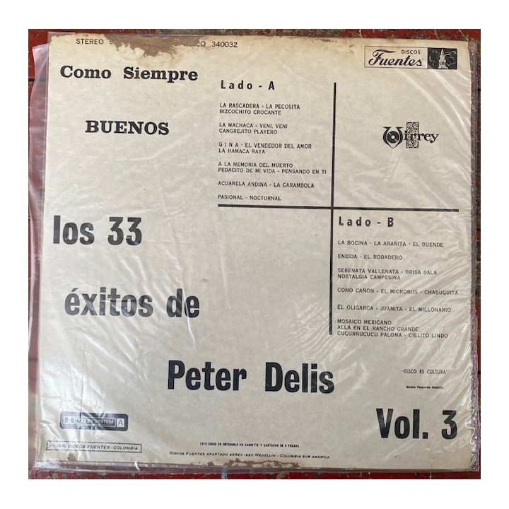 33 Exitos de Peter Delis Vol 3 - Colombia reverso