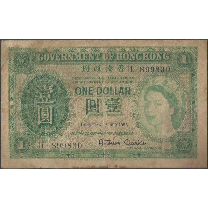 Hong Kong, 1 Dollar 1 Jul 1955 P324Aa