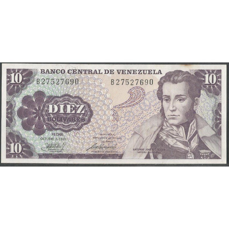 Venezuela, 10 Bolivares 6 Oct 1981 B 8 Dig P60a
