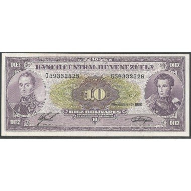 Venezuela, 10 Bolivares 3 Nov 1988 G 8 Dig P62