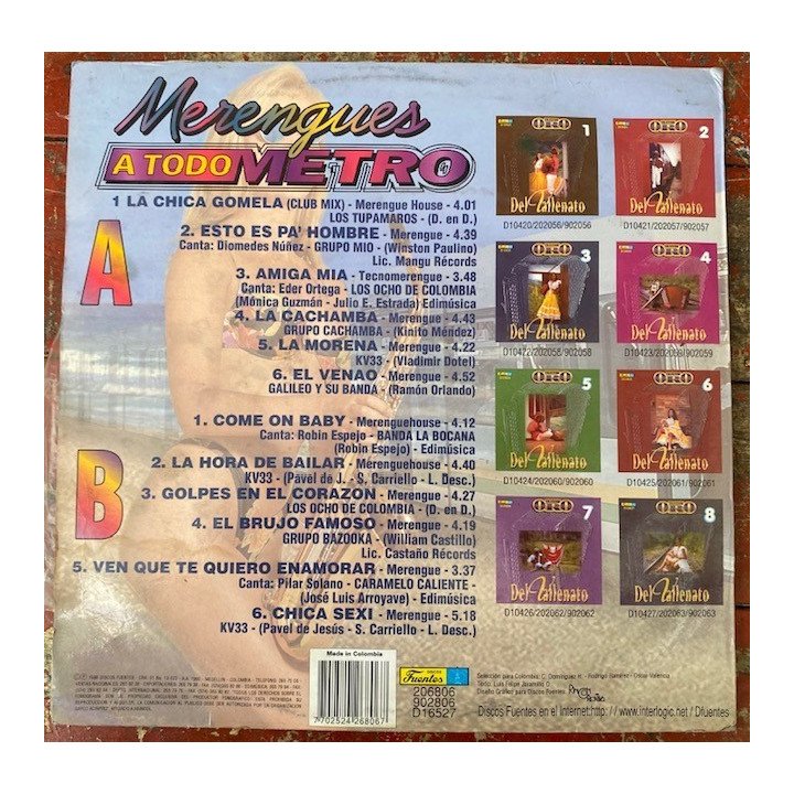 Merengues a todo metro - Colombia 1996 reverso