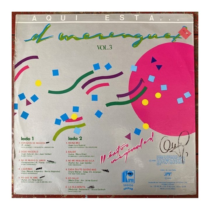 Aqui esta el merengue Vol. 3 - Colombia 1988 reverso
