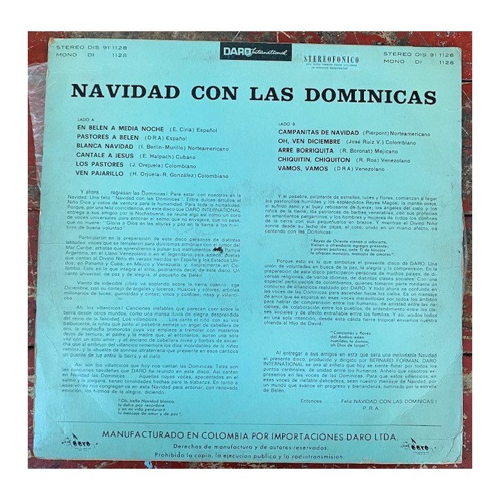 Navidad con las Dominicas - Colombia reverso