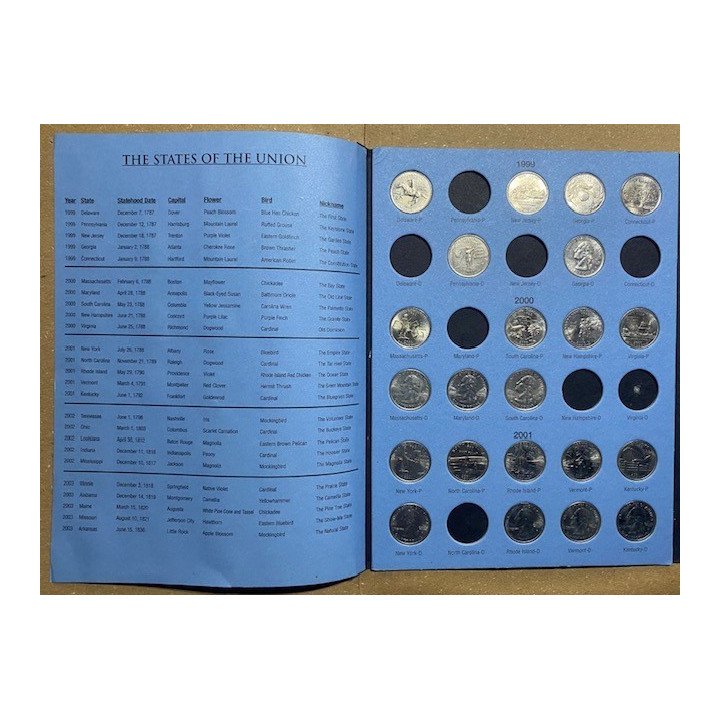 Coleccionador Whitman 50 Estados D y P con 66 monedas reverso