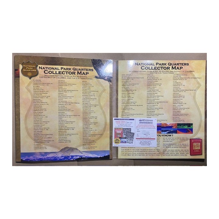 Mapa Whitman Coleccionador Parques nacionales con monedas 2010-2021 reverso