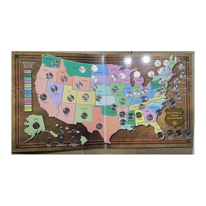 Mapa Whitman Coleccionador Parques nacionales con monedas 2010-2021 reverso