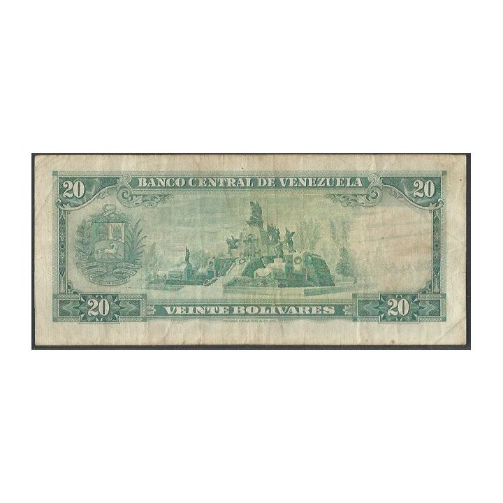Venezuela 20 Bolivares 5 Mar 1968 M 7 Dig P46b reverso