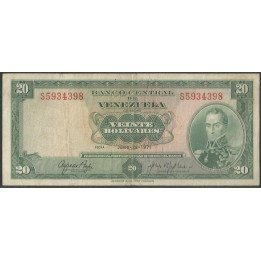 Venezuela 20 Bolivares 22 Jun 1971 S7 P52a