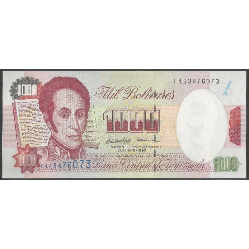 Venezuela, 1.000 Bolivares 5 Jun 1995 F 9 Dig P76b