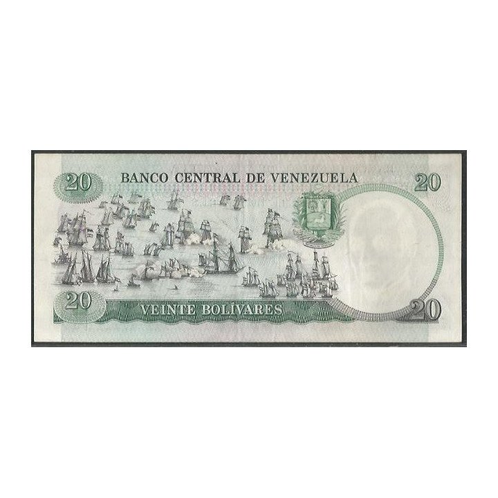 Venezuela 20 Bolivares 20 Oct 1987 C 8 Dig P71 reverso