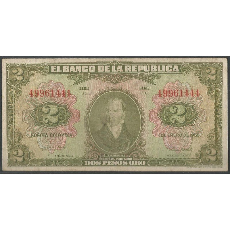Billete de 2 Pesos 1 Ene 1955 8 Dig BGW092