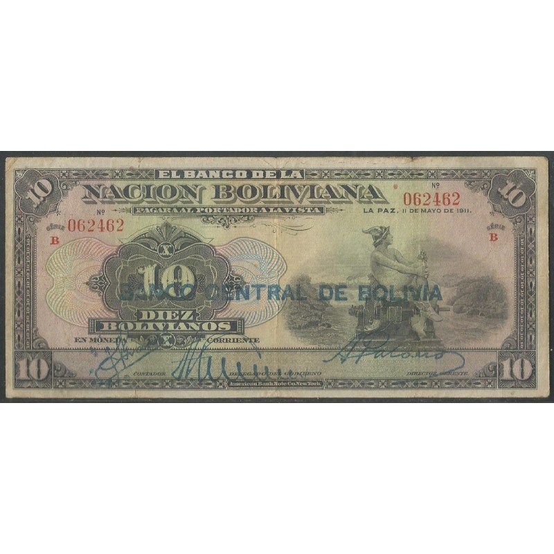 Bolivia, 10 Bolivianos ND1929 Serie B P114a