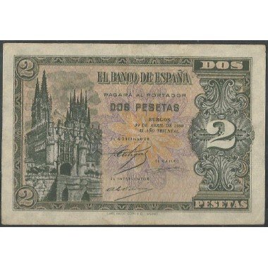 España, 2 Pesetas 30 Abr 1938 P109a