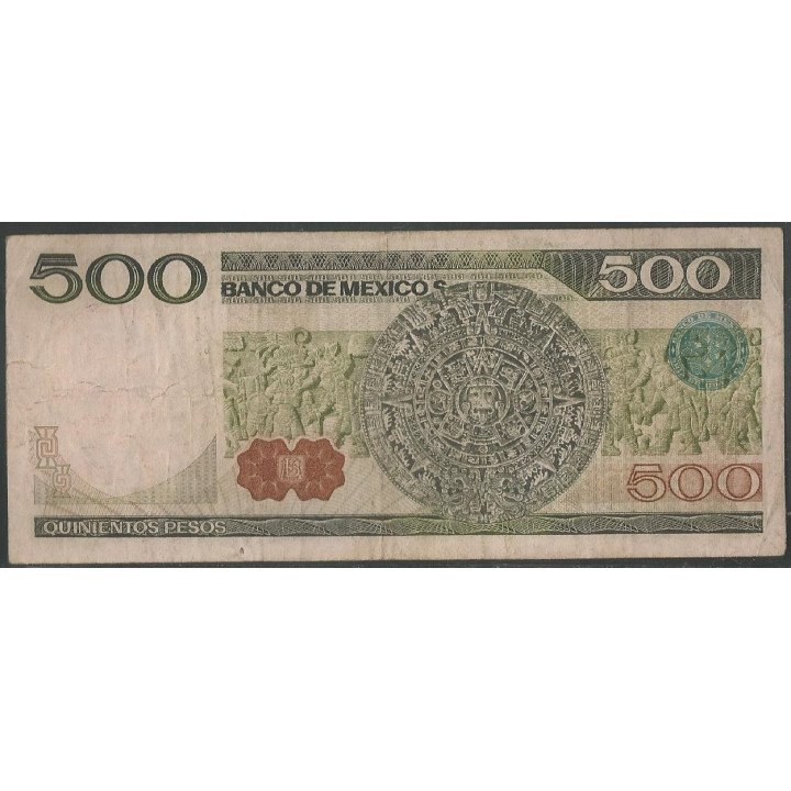 Mexico 500 Pesos 27 Ene 1981 Serie BH P75a reverso