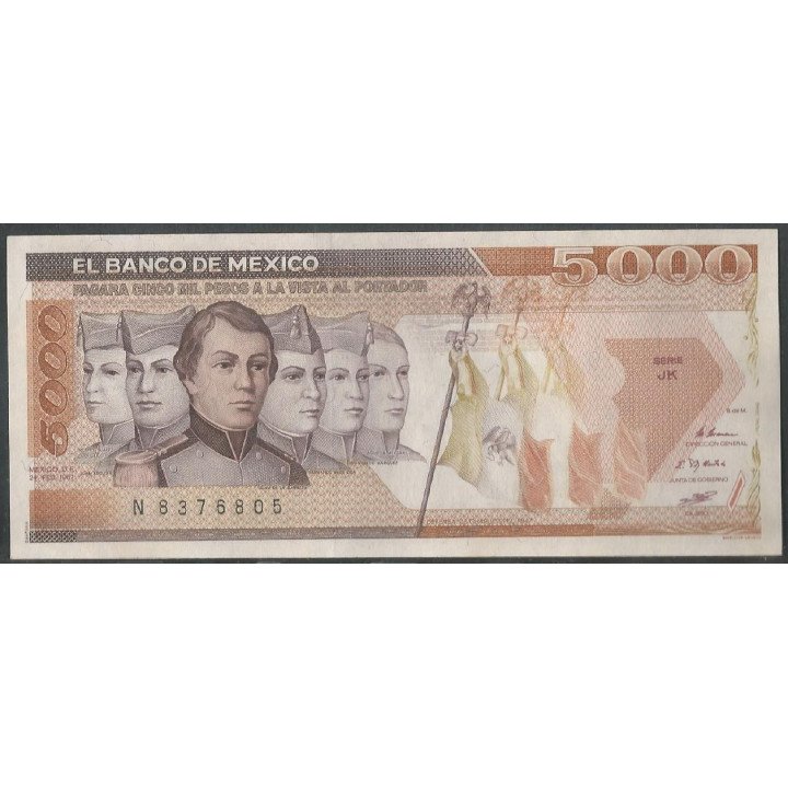 Mexico 5.000 Pesos 24 Feb 1987 Serie JK P88b