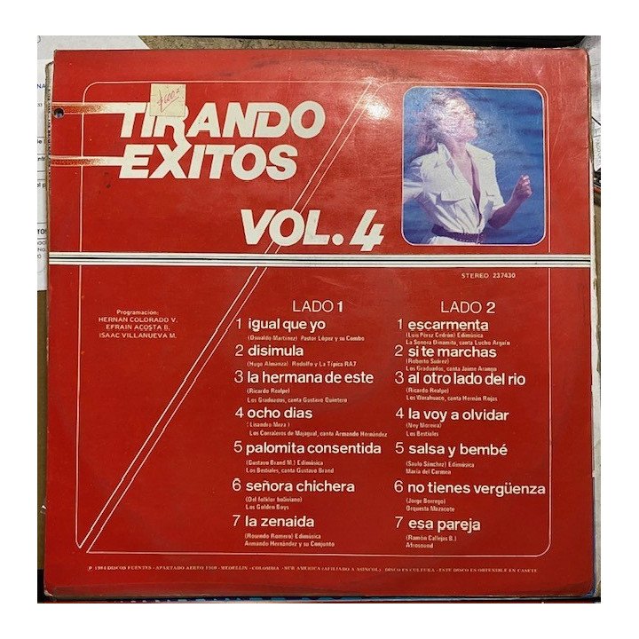 Tirando exitos Volumen IV - Colombia 1984 reverso