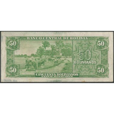 Bolivia, 50 Bolivianos L 20 Dic 1945 Serie D P141