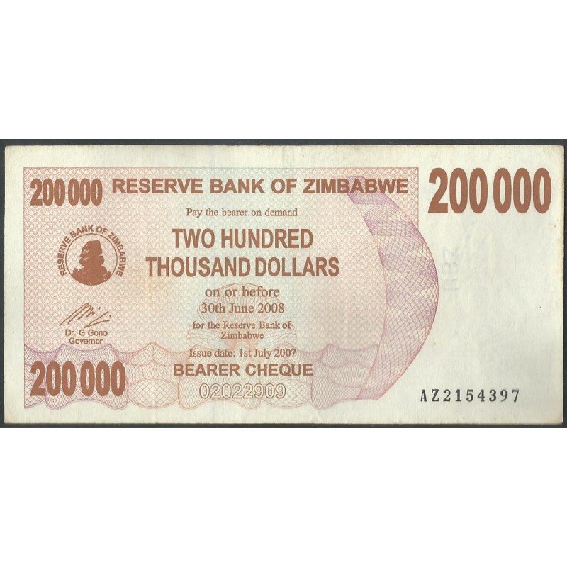 Zimbabwe, 200.000 Dollars 1 Jul 2007 P49