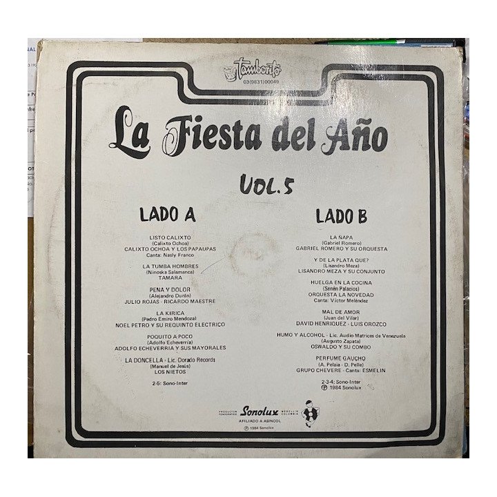 La fiesta del año Volumen 5 - Colombia 1984 reverso