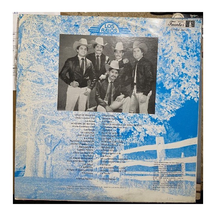 Los Rayos Cruz de madera Colombia 1988 reverso