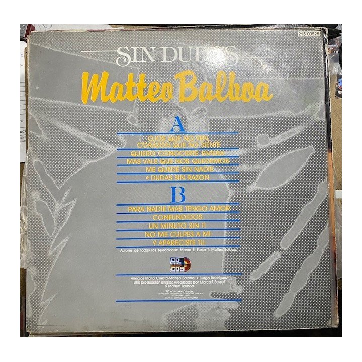 Matteo Balboa Sin dudas - Colombia 1986 reverso