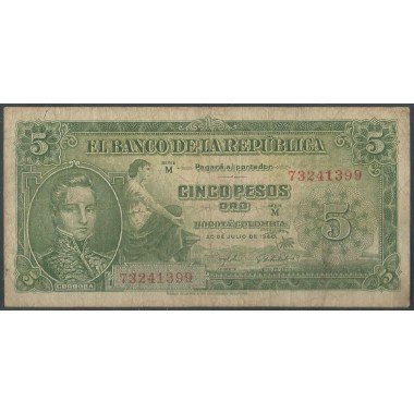 Billete de 5 Pesos 20 Jul 1960 M73241399 BGW125