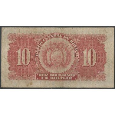 Bolivia, 10 BolivianoS L 20 Jul 1928 Serie Q2 P130