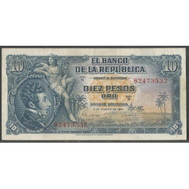 Billete de 10 Pesos 2 ene 1961 N82473532 BGW176