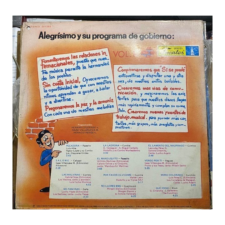 Alegrisimo Volumen 1 - Colombia 1982 reverso