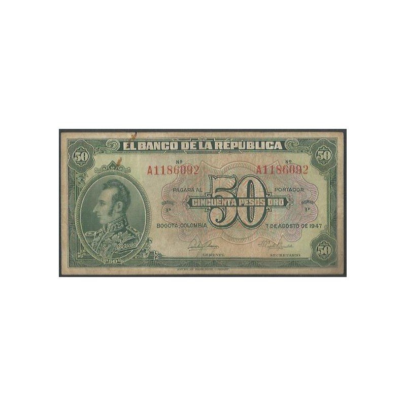 Billete de 50 Pesos 7 Ago 1947 6 Dig. BGW252