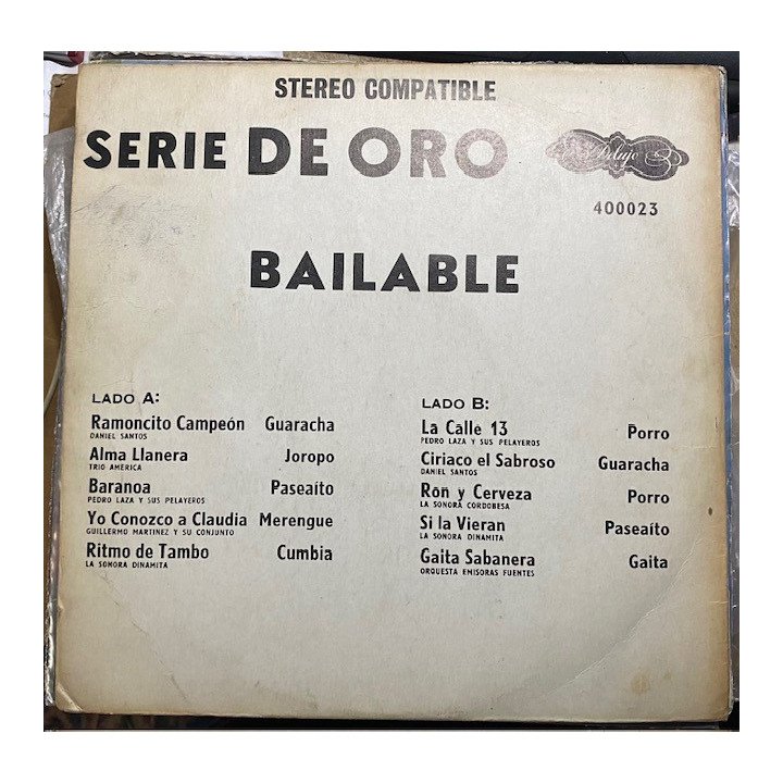 Serie de oro bailable - Colombia 1982 reverso