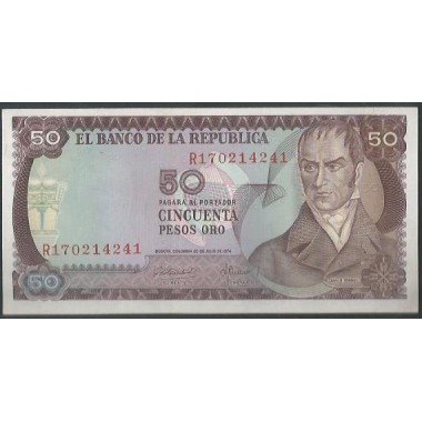 Colombia 50 Pesos 20 Jul 1974 Reposicion BGW267