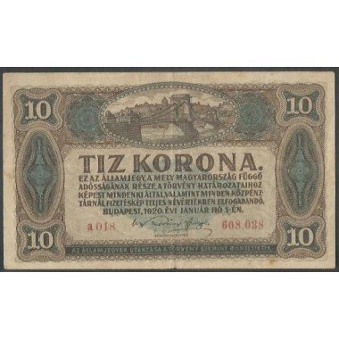 Hungria, 10 Korona 1 Ene 1920 P60