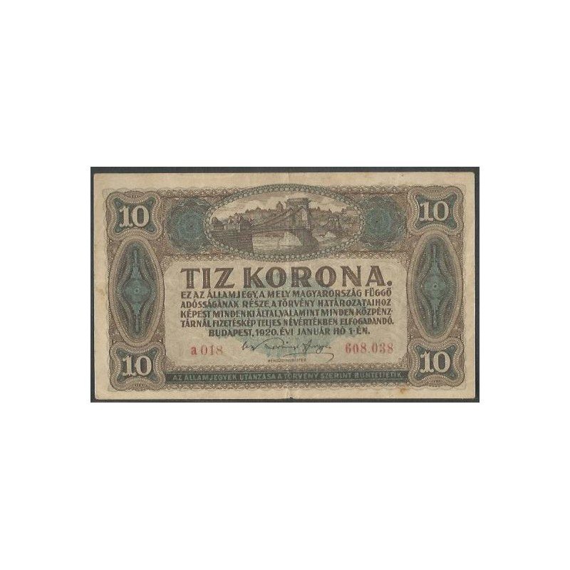 Hungria, 10 Korona 1 Ene 1920 P60