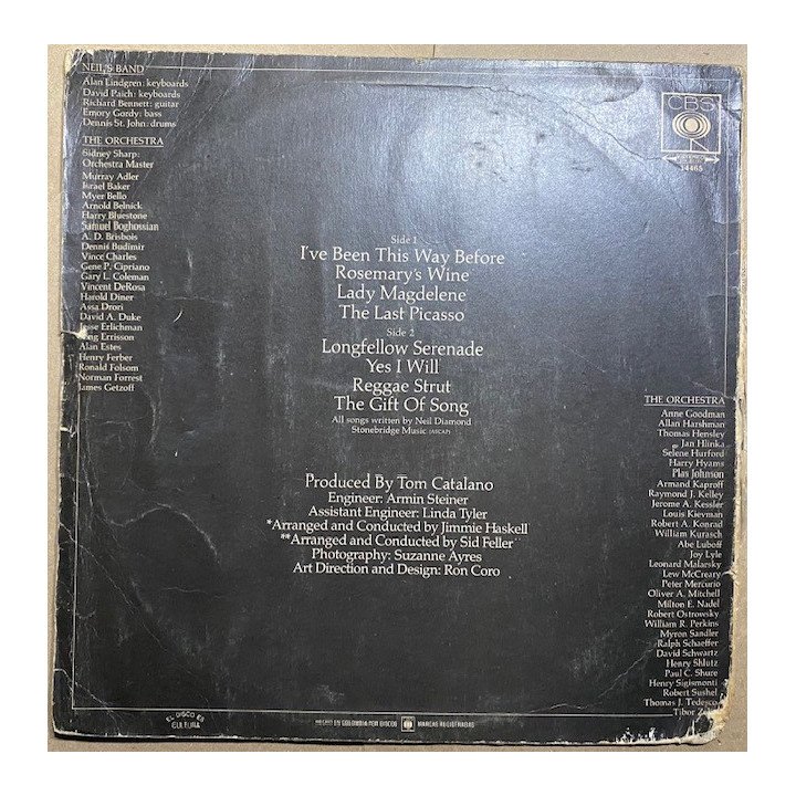 Neil Diamond Serenade - Colombia 1974 reverso