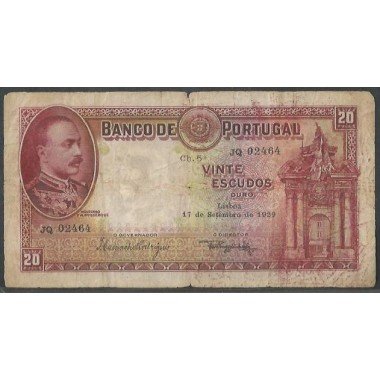 Portugal, 20 Escudos 17 Sep 1929 P143