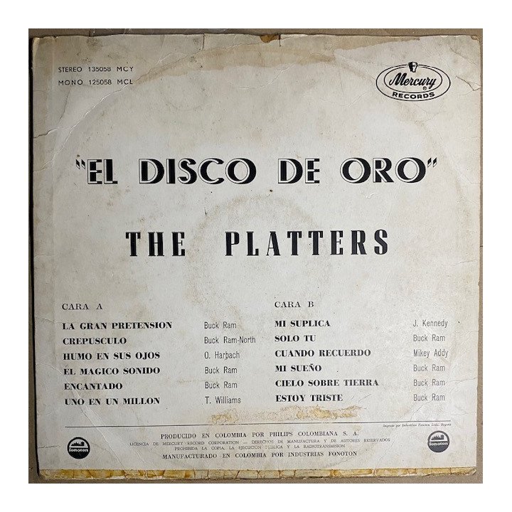 The Platters Encore of golden hits - Colombia reverso