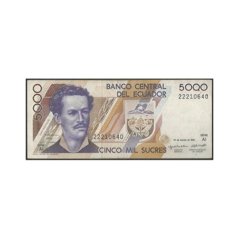 Ecuador, 5.000 Sucres 20 Ago 1993 AI P128a